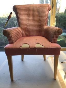 Oude roze stoel